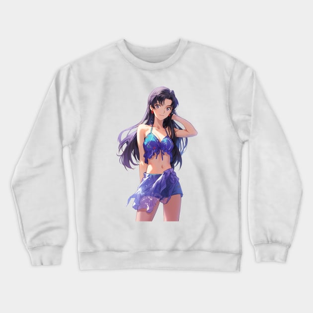 Misato Katsuragi Neon Genesis Evangelion Swimsuit Crewneck Sweatshirt by Graphicvibestore